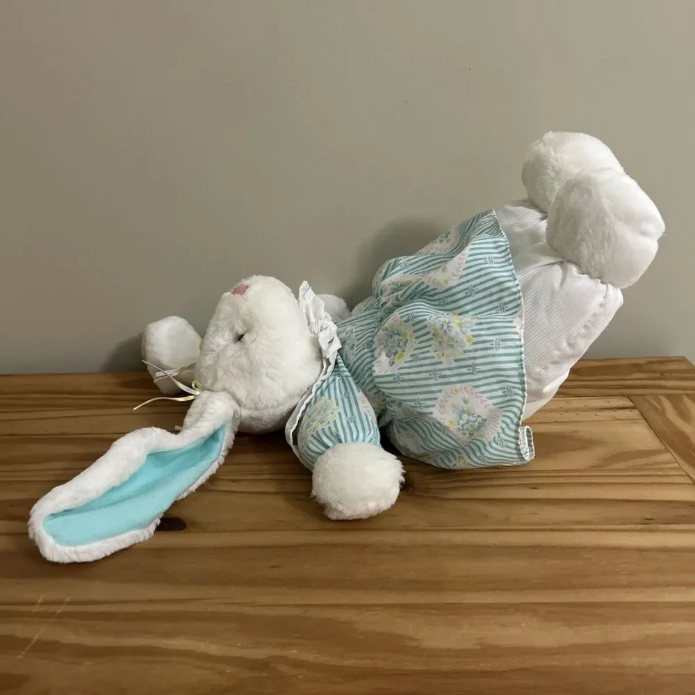Kids of America Bunny Plush Floral Green Dress Easter Rabbit 15